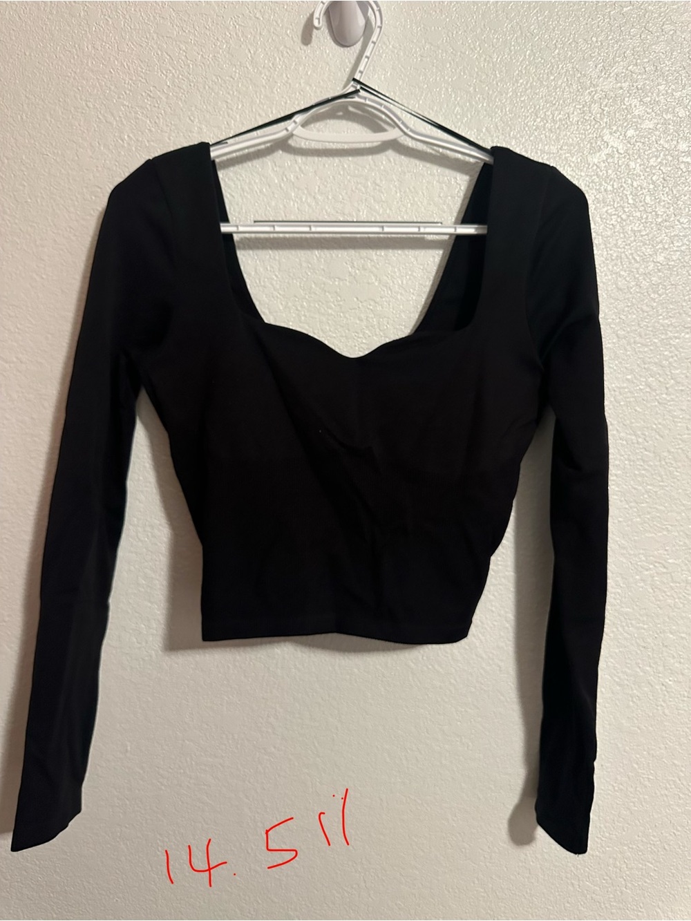Victoria Secret Pink Blacky Long-Sleeve Scoop Neck Crop Top